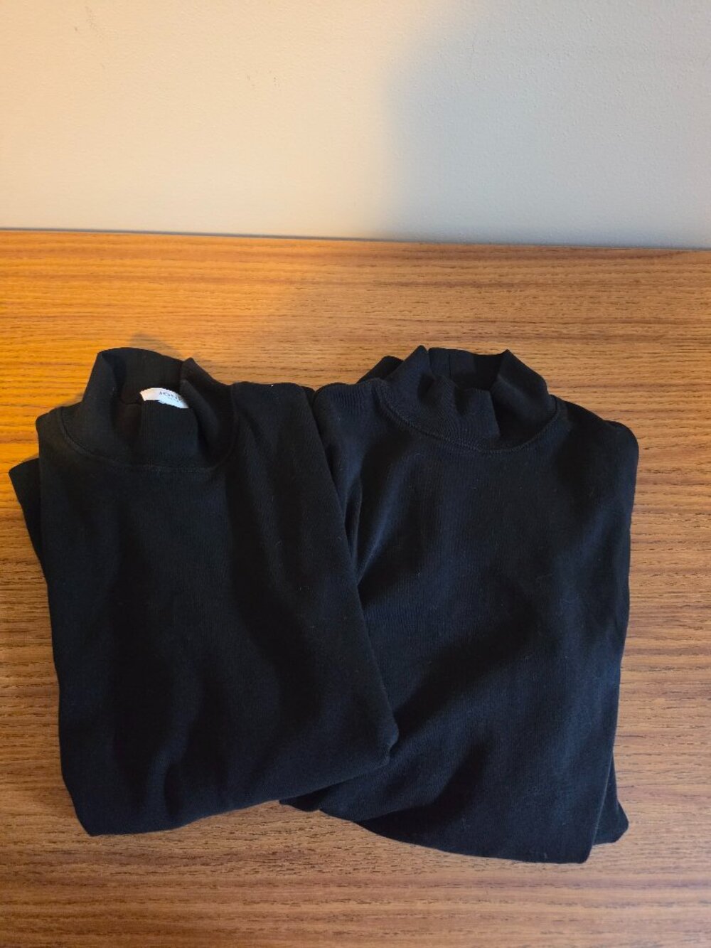 Jones Sport New York Mock Neck LS Tops Lot of 2 Solid Black Cotton Womens LG